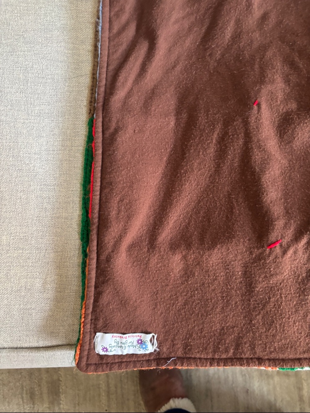 Handmade! Colorblock Knit Patchwork Throw Blanket - Multicolor - Picture 3 of 3